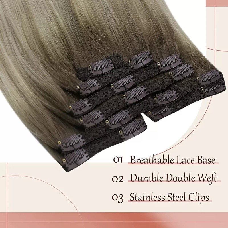 sunny hair Extensiones Cabello 14in Rubio Ceniza Ombre Rubio Bril