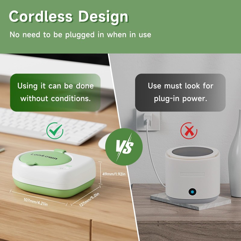 Lonlown 50kHz Cordless Ultrasonic Retainer Cleaner Machine Rechargeable Portable Wireless
