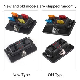 4 Way Blade Box Holder with Positive Bus, Standard 5A 10A 15A 20A Blade Blocks with LED Warning Light and Cover for Car Van Boat Marine Fuse Fuse