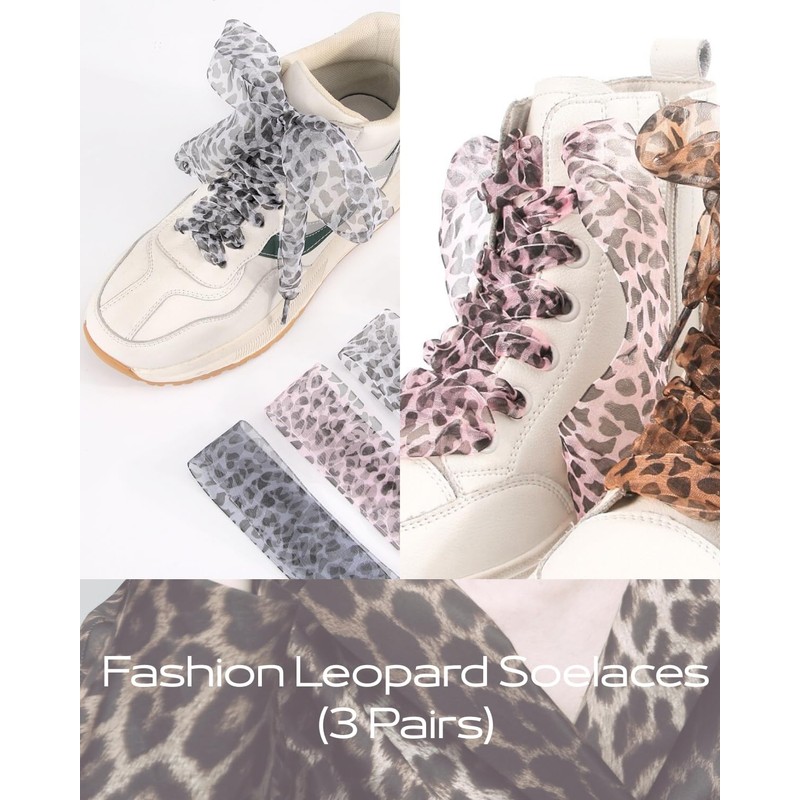 Maffuno 3 Pairs Fancy Shoe Laces Women Wide Flat Lace