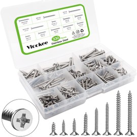 330 Pcs Wood Screw Cross Hole Countersunk Wood Screw Set SUS304 Stainless Steel Screw Countersunk Head Tapping Screw Nails Screw Nails M3 M3.5 M4 General Purpose Woodworking Screws Repair Tool Set with Storage Box
