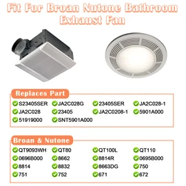 Hiorucet JA2C028G Fan Motor & 5901A000 Blower Wheel for Broan Nutone Bathroom Exhaust Fan Replacement Parts, S23405SER, 23405SER, JA2C028-1, 23405, QT9093WH, QT80, QT100L, QT110 3.3" Diameter Motor.