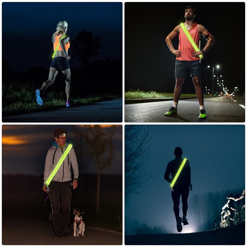 flintronic Reflective Belt Sash Gear, Luminous Led Safety Shoulder Strap,