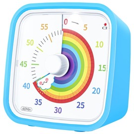 60 Minute Visual Timer with Protective Case, Rainbow Disk Countdown Timer, Silent Time Management Tool for Study, Working, Exercising and Other Activities Kitchen Cover Utensils - Color: VT01-Blue Rainbow