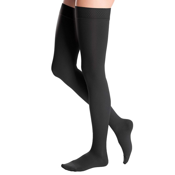 duomed Advantage 20-30 mmHg Thigh with Beaded top Band Standard Closed Toe Black Small