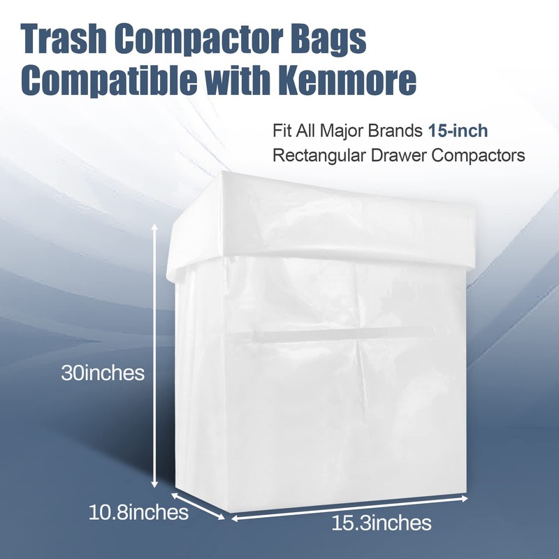 Upgraded 15-inch Heavy Duty Trash Compactor Bags, Compatible with Kenmore