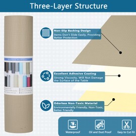 Self Adhesive Shelf Liner, 17.5" x 236.2" Peel and Stick Drawer Liner Khaki