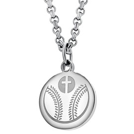 Athletes Necklace With Inspiring Bible Quote – Luke 1:37 Stainless Steel Cross Necklace for Your Special Athlete or Sports Fan. Makes a Unique, Inspiring Gift for Athletes – Baseball Chain ​