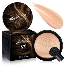 Mushroom Head Air Cushion CC Cream BB Cream for Women Moisturizing Concealer Brighten Waterproof Long-Lasting Gold Packaging (Natural)