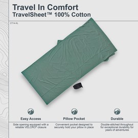 Cocoon Cotton TravelSheet (Cactus Blue, 94-Inch x 46-Inch)