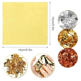 Paifeancodill 300 Sheets Gold Foil Paper,Gilding Silver Leaf Sheet Book Foil Paper Decorating Art Craft DIYNails Arts Gilding Crafting Decoration Furniture Decoration & Furniture Craft Foil(Gold)