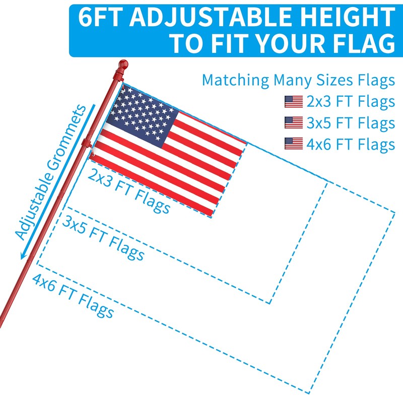 ZMTECH Flag Pole - Upgraded Bracket, 6 FT Stainless Steel