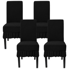 Betylifoy Stuhlhussen 4er Set Stretch Stuhlbezug für Esszimmerstühle Abnehmbare Stuhlbezug Schwingstuhl Stuhlbezüge Kariertes Hussen für Stühle Esszimmer Restaurant Hotel Bankett (Schwarz, 4PCS)