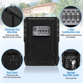 NEWIROVE Large Key Safe Wall Mounted Key Cabinet with Combination Code Weatherproof Key Safe Outdoor for Home Keys, ID Card, Home, Garages, School