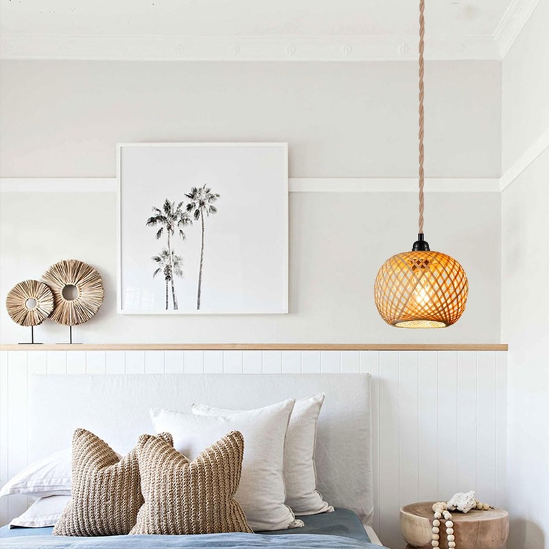 EcoGehen Vintage Pendant Lamp with Plug - Boho Lamp Pendant