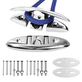 BSET MATEL Boat Folding Cleats 6 Inch 316 Stainless Steel Flip Up Cleats,2 Pcs Boat Dock Cleats for Boat and Kayak, Dock Cleats with Two Type of Screws,Boat Accessories