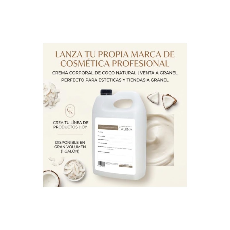 Crema Corporal Líquida Vegana de Coco 1 Galón