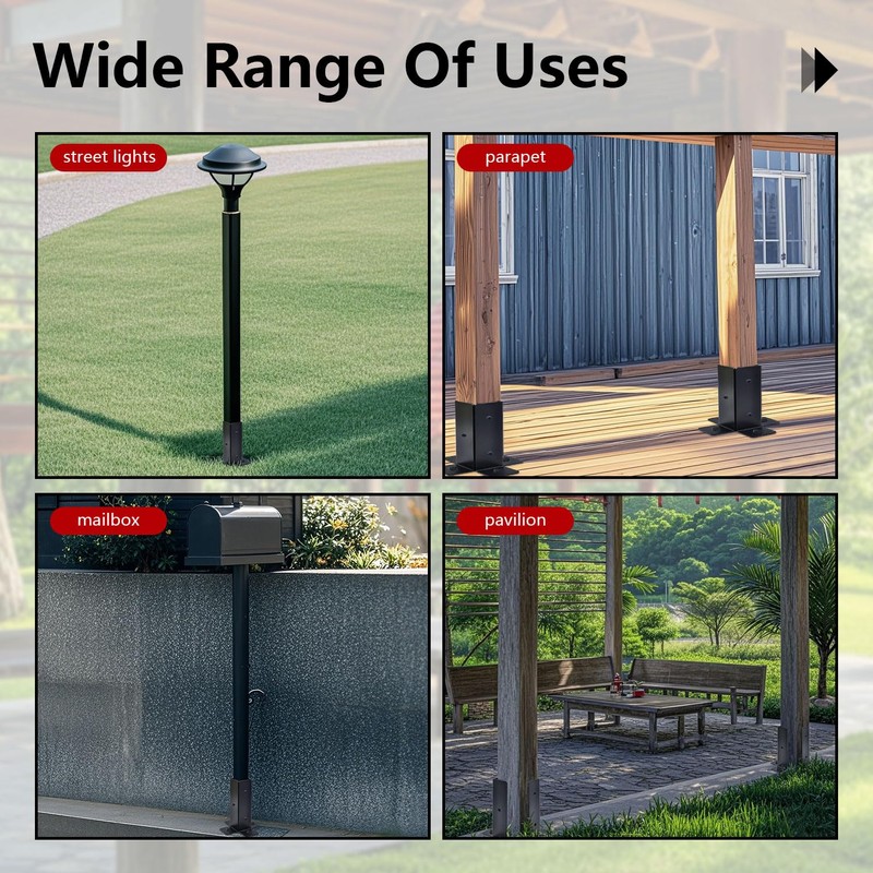 4 Pcs Deck Post Base Bracket,1.5x1.5, 2x2, 2x4, 4x4 Adjustable