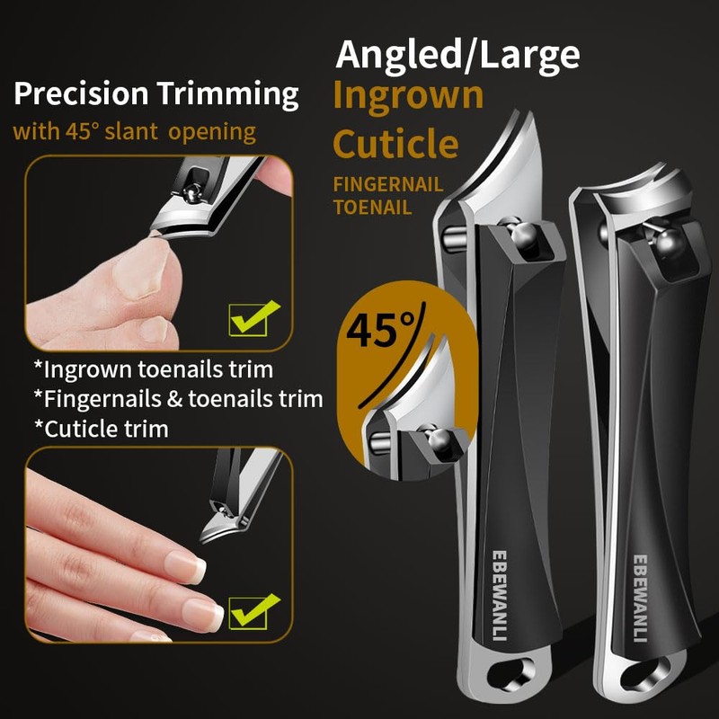 EBEWANLI Nail Clippers Set, Ultra Sharp Nail Clippers for Men,