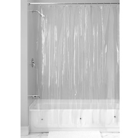 Vinyl Plastic Long Shower Curtain Liner. Plastic Shower Curtain for use Alone or With Fabric Curtain, 108 x 72 Inches, Clear