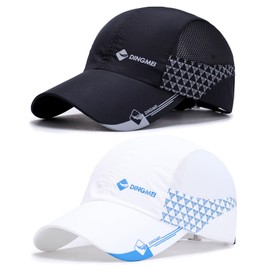 TAGVO Baseball Cap Men Women Pack of 2 Adjustable UV Protection Baseball Cap with Breathable Mesh, Sun Protection Quick Drying Baseball Cap Sports Cap for Running Fishing Beach Golf Tennis Cap, Black