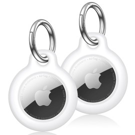 Pack Of 2 Airtag Pendant, Airtag Case Hard Plastic Keychain Airtag Air Tag Pendant Scratch-Resistant Protective Case Airtags Case With Keyring For Pet And Luggage Tracking(White)