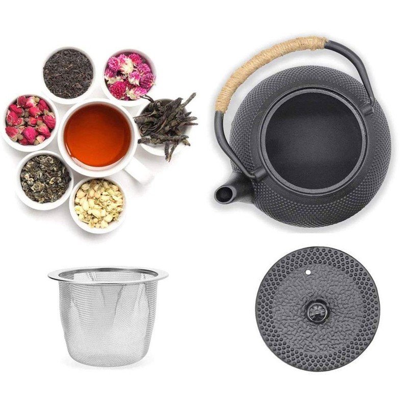 HwaGui Cast Iron Teapot Large Japanese Tetsubin Kettle with Stainless