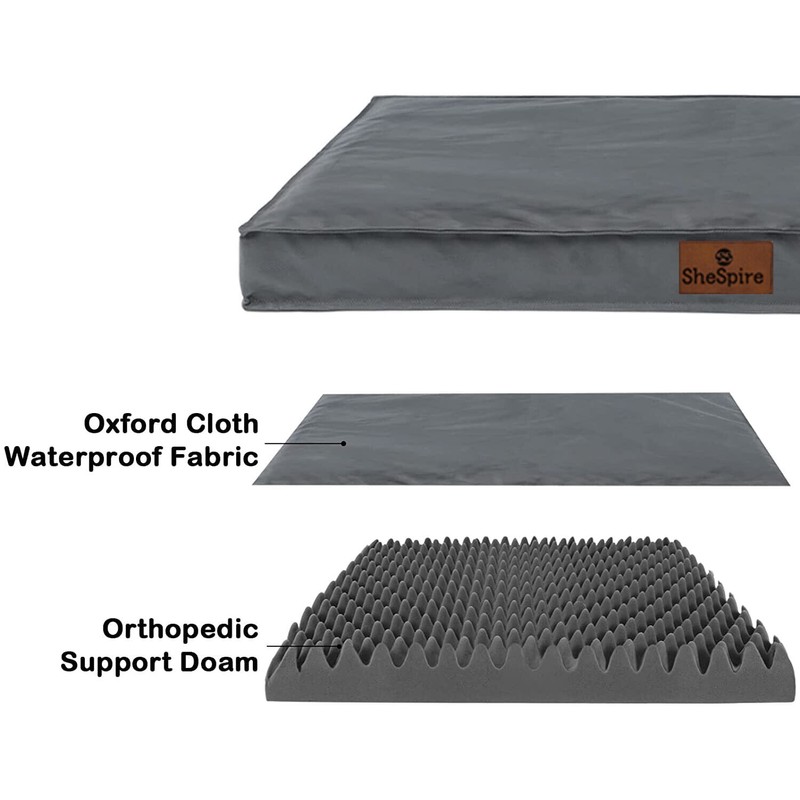 SheSpire Gray Orthopedic Memory Foam Dog Bed Soft Pet Mattress