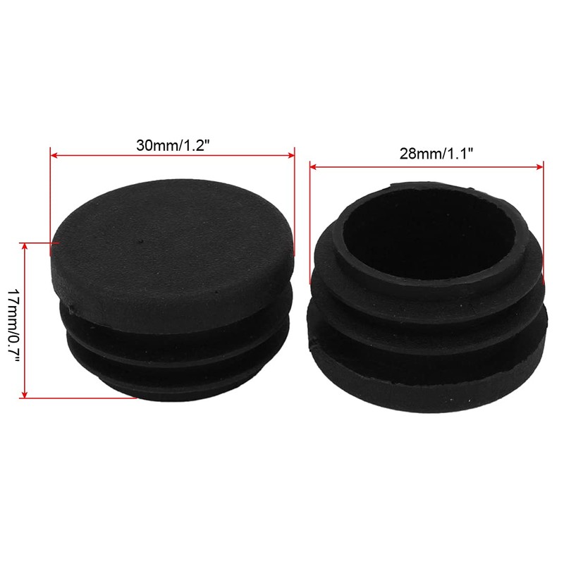 sourcingmap 28mm Black Plastic Blanking End Caps Tube Insert Cover