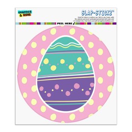 Cute Easter Egg Turquoise Purple Polka Dots Automotive Car Window Locker Circle Bumper Sticker