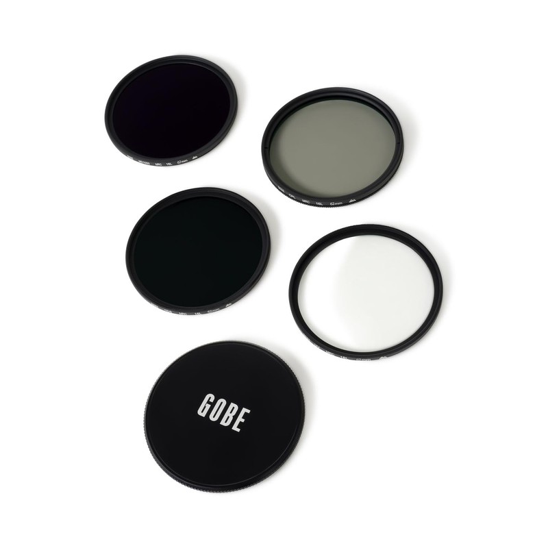 Gobe 62mm UV, Circular Polarizing (CPL), ND8, ND1000 Lens Filter