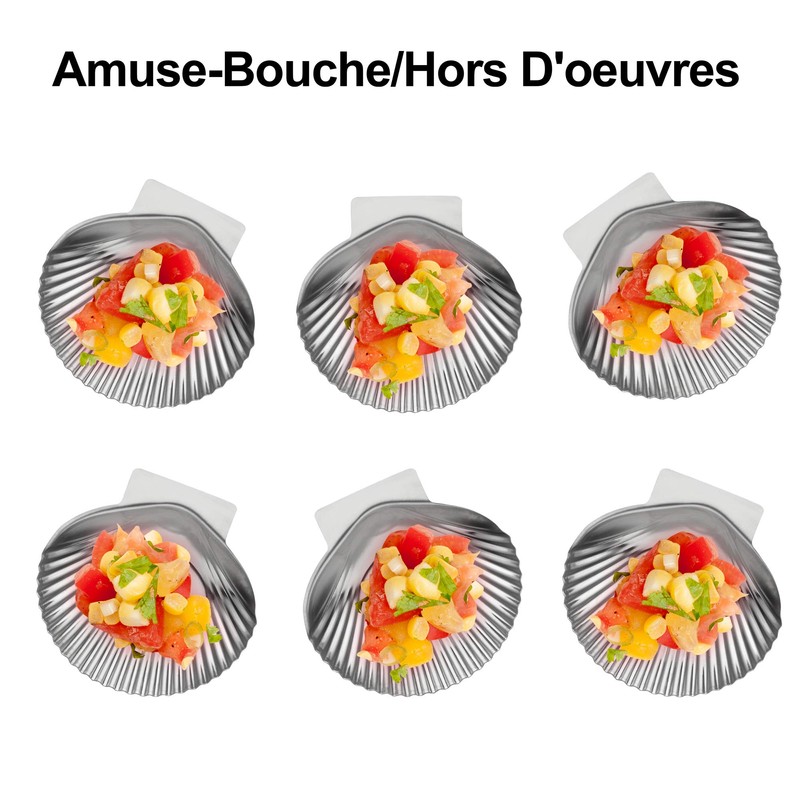 Outset 76494 All Purpose Grillable Stainless Steel Sea Shells, Set