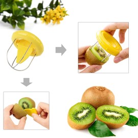 Yellow Kiwi Peeler,Easy-Grasp Kiwi Tool,2-In-1 Stainless Steel Kiwi Fruit Peeler and Kiwi Cutter for Kiwi,Dragon Fruit, Etc,Graters, Peelers and Slicers