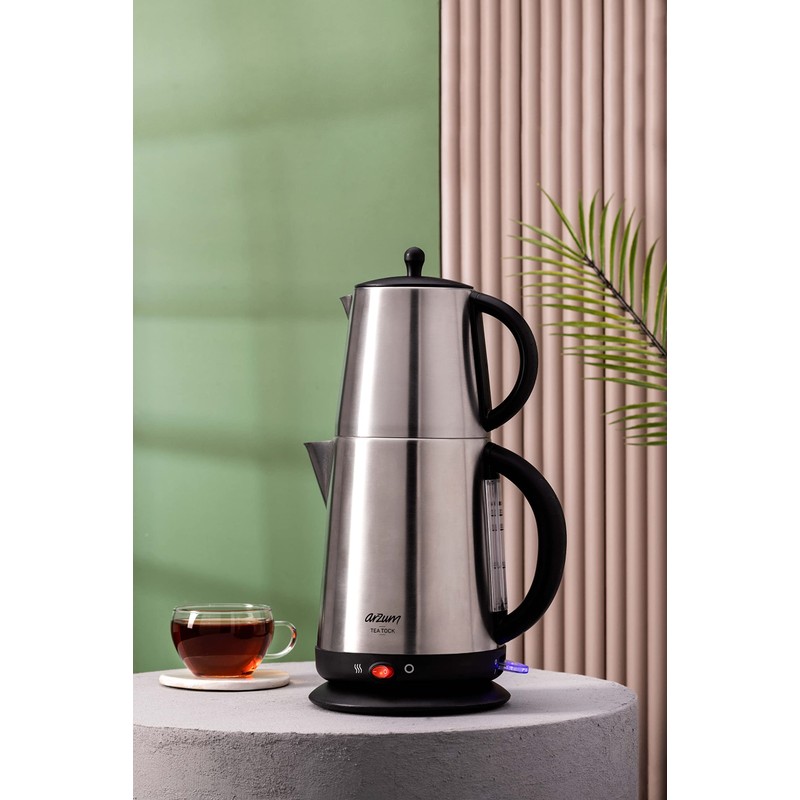 Arzum Tea Tock Electric Turkish Tea Maker, Stainless Steel, 120V