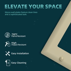 TOPELER 1-Gang Decora Wall Plate, Unbreakable Polycarbonate Thermoplastic Face Plate Cover for Decorator Receptacle Outlet Switch, Gloss Ivory Finish, 4.50" x 2.76", 6 Pack