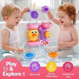 Bath Toys for Kids Ages 1-3, Toys for 1 2 3 Year Old Girl Gifts, Toddler Bath Toys for 2-4 Bathtub Pool Water Toys, 5 PCS