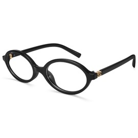 Dollger Oval Blue Light Glasses for Women Men Fashion Retro Black Small 90s Round Frame Computer Glasses