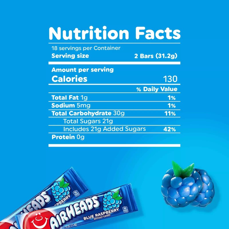 Airheads 36 Count Airheads Blue Raspberry Chocolate Candy Individually Wrapped
