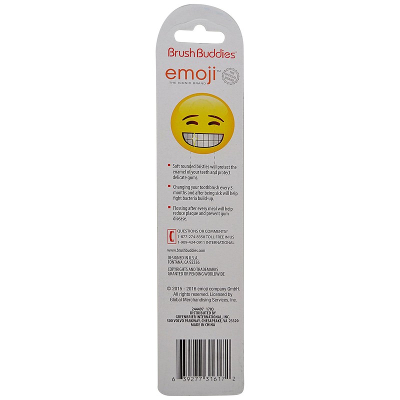 Brush Buddies Emoji Toothbrush, 2 Count