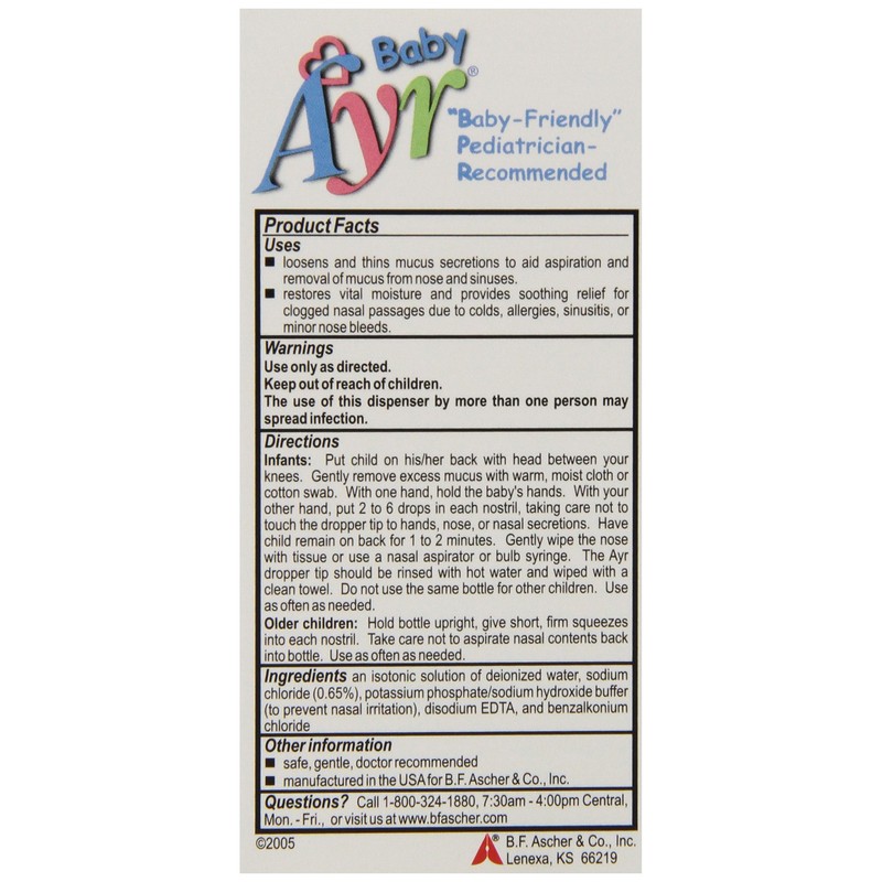 Baby Ayr Saline Nose Spray/Drops, Spray Bottles 1 Fl Oz