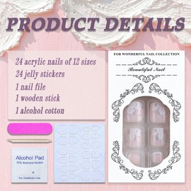 Square Fake Toenails Glossy Glitter French Tip Press on Toenails White Nail Tip Short Acrylic False Toes Nails with Flower Designs Pink Artificial Full Cover Spring Summer Toenail for Women Girls