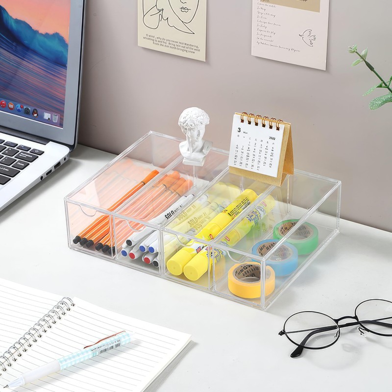 Acrylic Sunglasses Organizer with 4 Drawers - Clear Eyeglass Holder