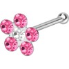 PIERCINGLINE 925 Sterling Silver Nose Piercing Crystal Flower Piercing Nose