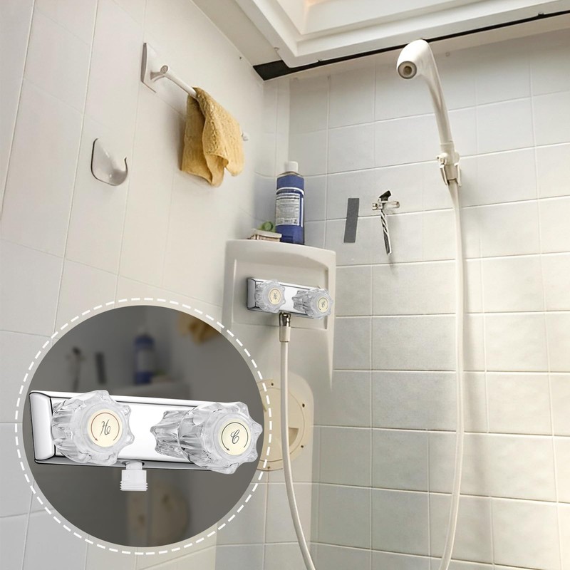 PuritySage RV Shower Faucet,4” Dual Knob Diverter Valve for Indoor/Outdoor