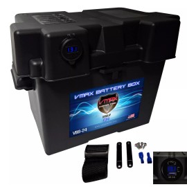 VMAX TANKS USB/2USB-C Voltmeter GROUP 24 Smart Battery power center Box w/Mounting Strap
