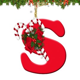 Letter Christmas Ornaments, Alphabet Christmas Ornaments, Christmas Tree Hanging Decorations,Acrylic Ornament for Christmas Tree (S)