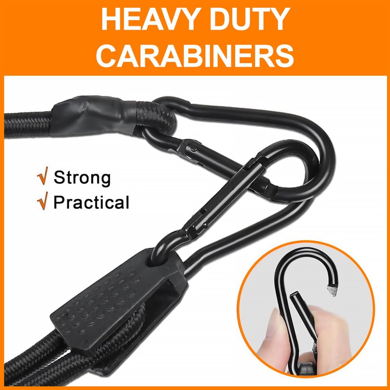 Alrens 4pcs Bungee Cords with Carabiner Clips 100CM/40Inch Short Bungee