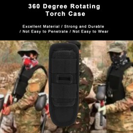 Torch Holster, 360 Degree Rotatable Nylon Torch Pocket Holder with Belt Clip LED Torch Holster Case Torch Accessories Black (401#)