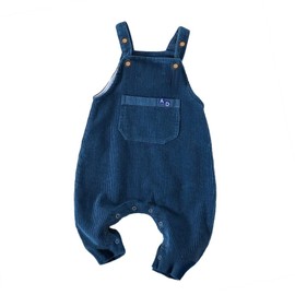 Volunboy Baby Boys Corduroy Overalls Kids Bib Pants Suspender Trousers Toddler Strap Jumpsuit Bottom Outfit (Blue&pocket, 9-12 Months)