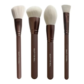 Beauty For Real Set De Brochas Essential Pro Complexion Incluye 4 Brochas RuborContorno, Tez, Polvos Y Corrector. Vegano Y Sin Crueldad Animal.       
